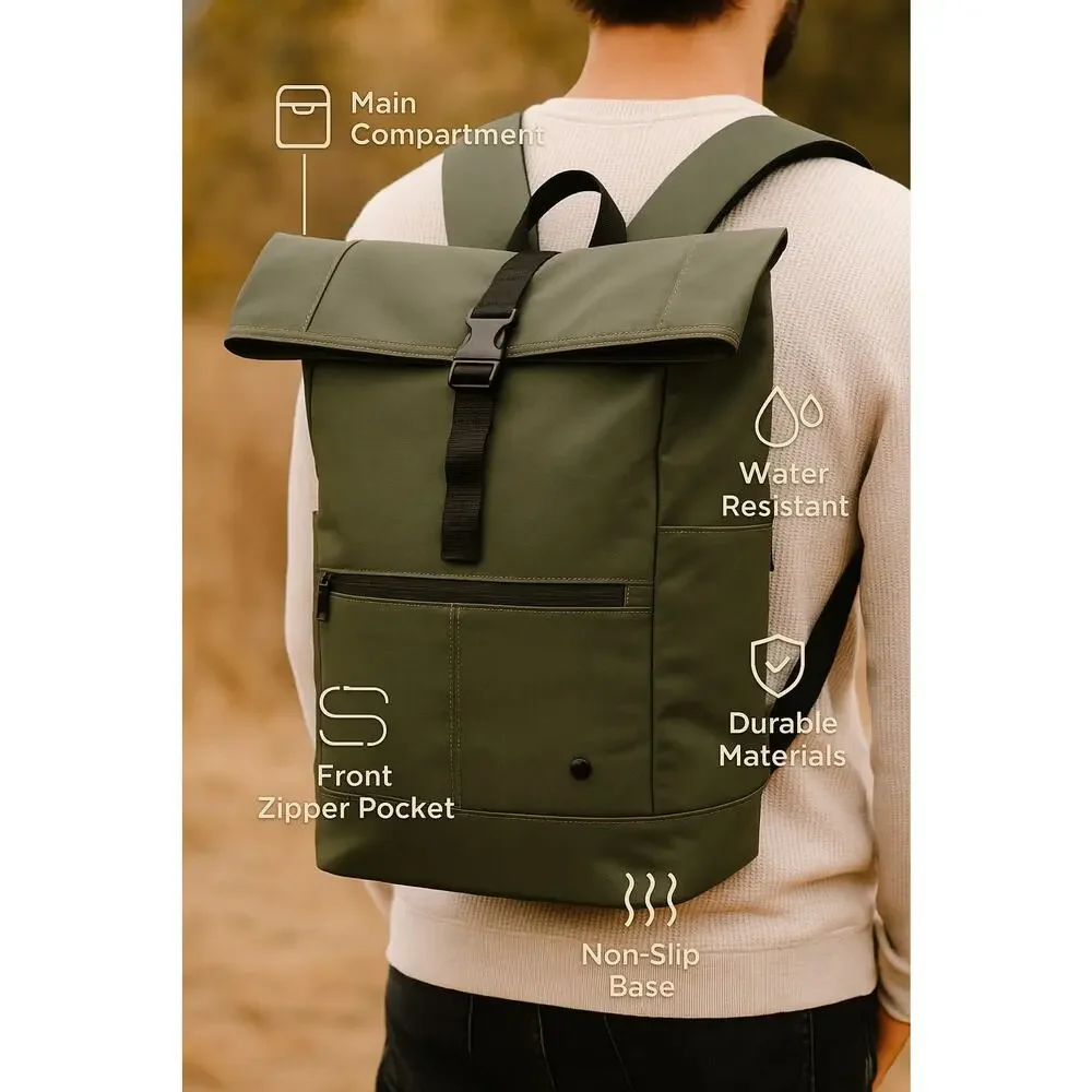 Outdoor Gear Backpack Roll Top Water Resistant Green Hiking Hunting Large Bag L